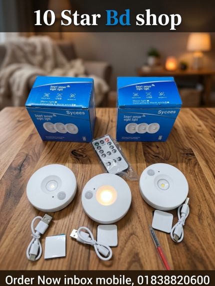 3Pcs Rechargeable Closet Sensor cabinet Light 