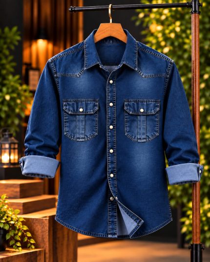 Premium Quality Man's Vintage Wash Denim Shirt 